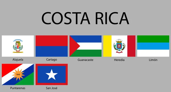 All Flags Provinces Costa Rica Vector Illustraion — Stock Vector