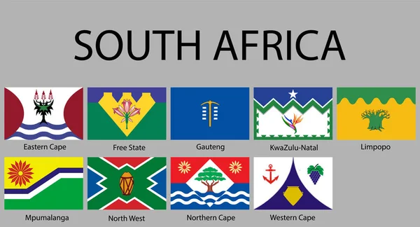 Alle Flaggen Von Regionen Südafrikas Vektorillusion — Stockvektor