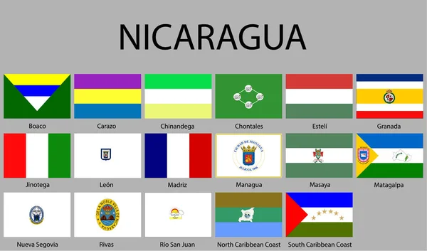 Banderas Los Departamentos Nicaragua Ilustración Vectorial — Vector de stock