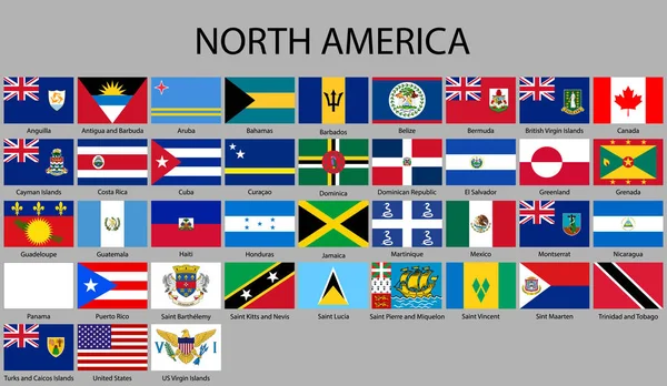 All Flags North America Vector Illustration — Stock Vector