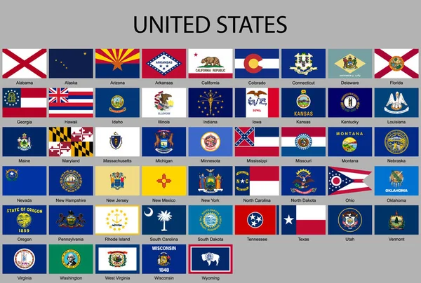 Todas Las Banderas Los Estados Unidos América — Archivo Imágenes Vectoriales