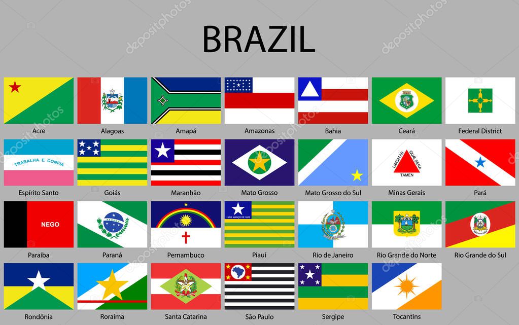 all Flags of states of Brazil. Vector illustraion