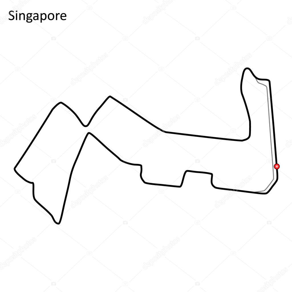 Singapore grand prix race track. circuit for motorsport and autosport. Vector illustration.