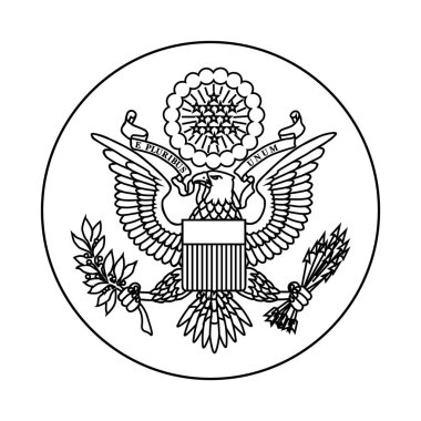 Amerika Birleşik Devletleri sembolü. Siyah ve beyaz amblem