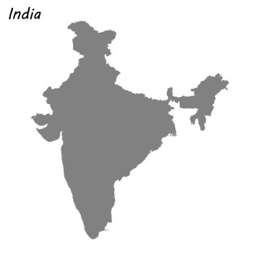 Yüksek kaliteli Hindistan Haritası. Vektör çizim