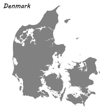 Yüksek kaliteli harita Danimarka. Vektör çizim