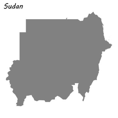 Yüksek kaliteli Sudan Haritası. Vektör çizim