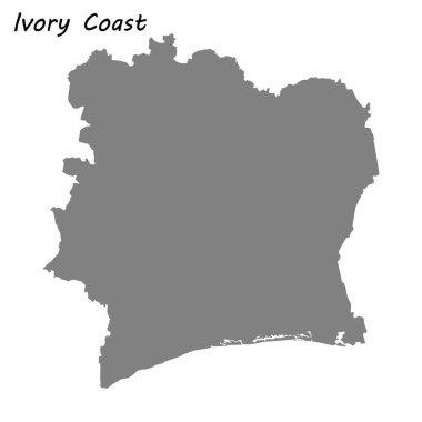 Yüksek kaliteli Fildişi Sahili haritası. Vektör çizim