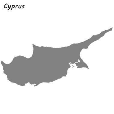 Yüksek kaliteli Kıbrıs haritası. Vektör çizim