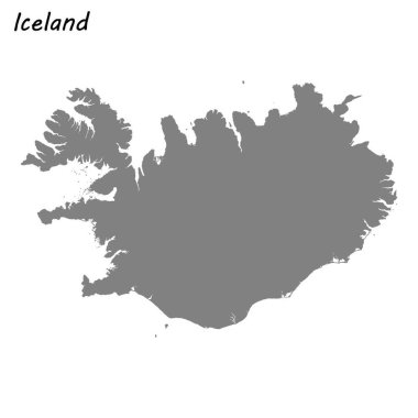 Yüksek kaliteli İzlanda Haritası. Vektör çizim