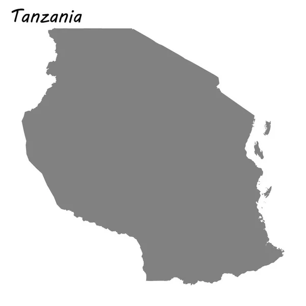 Wysokiej Jakości Mapy Tanzanii Ilustracja Wektorowa — Wektor stockowy