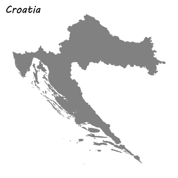 Mapa Alta Qualidade Croácia Ilustração Vetorial — Vetor de Stock