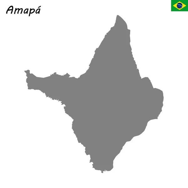 Mapa Alta Calidad Amapa Estado Brasil — Vector de stock