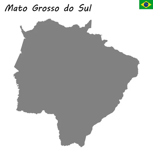 Mappa Alta Qualità Mato Grosso Sul Uno Stato Del Brasile — Vettoriale Stock
