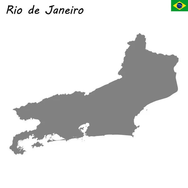 Carte Haute Qualité Rio Janeiro Est État Brésil — Image vectorielle