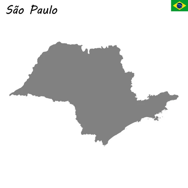 Mapa Alta Qualidade Sao Paolo Estado Brasil — Vetor de Stock