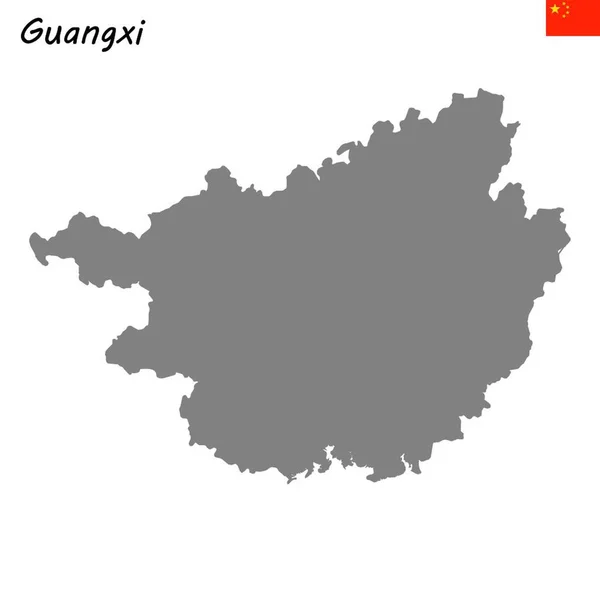 Vysoce Kvalitní Mapa Guangxi Provincie Číny — Stockový vektor