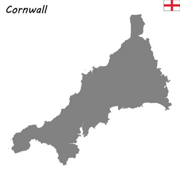 Ngiltere Nin Bir Tören Ilçe Yüksek Kalite Haritasıdır Cornwall — Stok Vektör