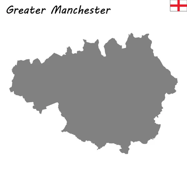 Карта High Quality Графство Англии Большой Манчестер — стоковый вектор