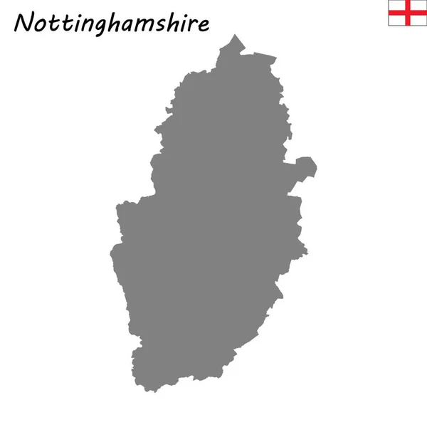 Ngiltere Nin Bir Tören Ilçe Yüksek Kalite Haritasıdır Nottinghamshire — Stok Vektör