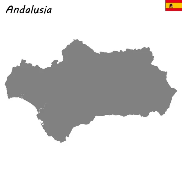 Mapa Alta Qualidade Comunidade Autónoma Espanha Andaluzia — Vetor de Stock