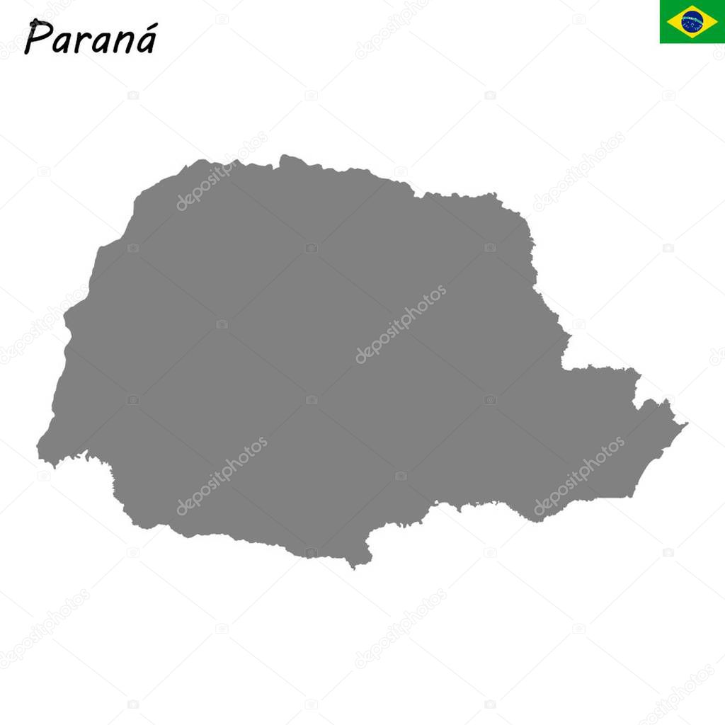 High Quality map of Parana is a state of Brazil