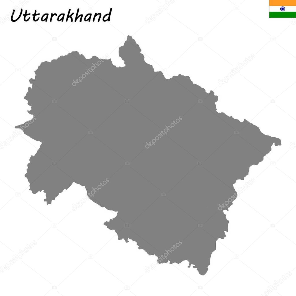 High Quality map of Uttarakhand is a state of India