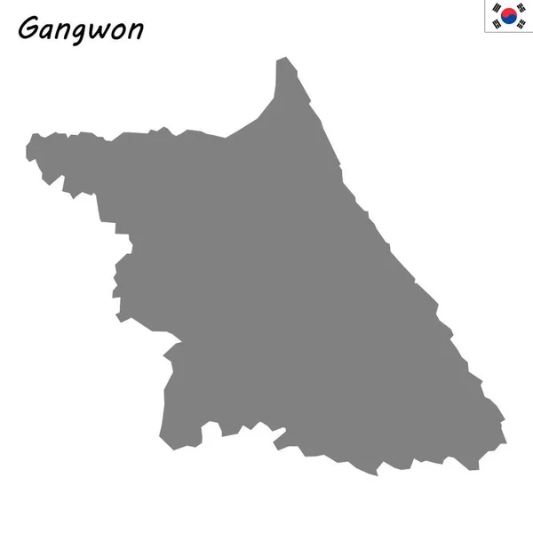 Província Mapa Alta Qualidade Coreia Sul Gangwon —  Vetores de Stock