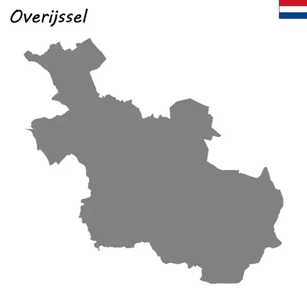 Carte Haute Qualité Province Pays Bas Overijssel — Image vectorielle