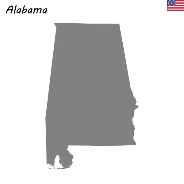 Mapa Alta Calidad Estado Estados Unidos Alabama — Archivo Imágenes Vectoriales