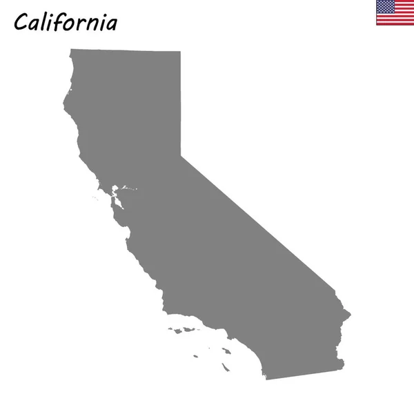Mapa Alta Calidad Estado Estados Unidos California — Vector de stock