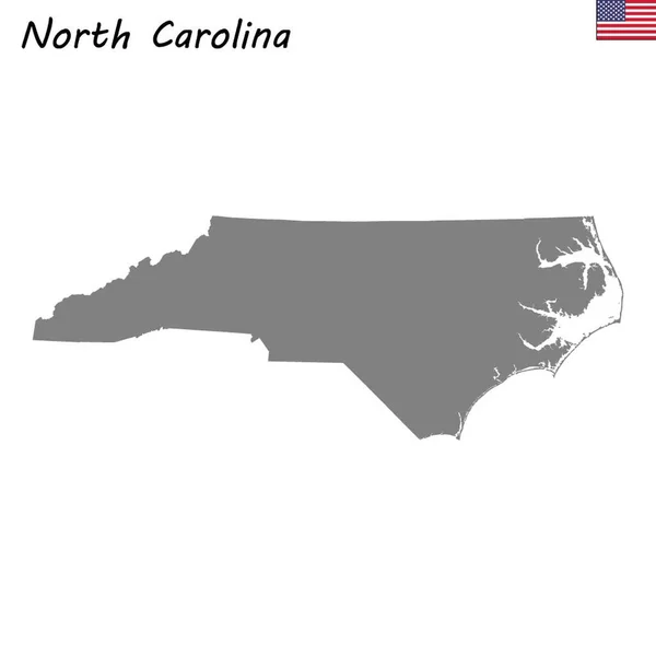 Hög Kvalitet Karta Statligt Förenta Staterna North Carolina — Stock vektor