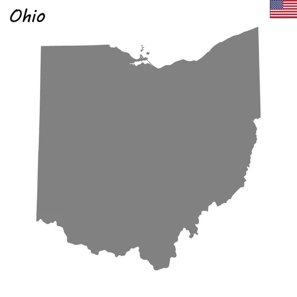 Yüksek Kaliteli Harita Devlet Amerika Birleşik Devletleri Ohio — Stok Vektör