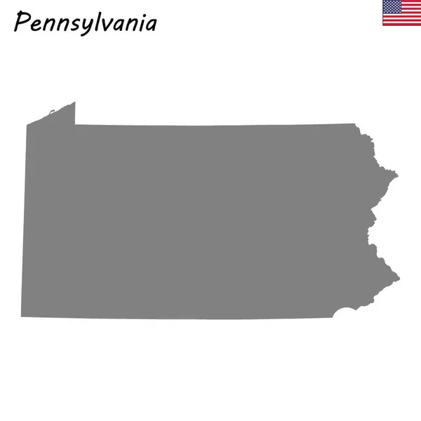 Высококачественная Карта Штата Сша Пенсильвания — стоковый вектор