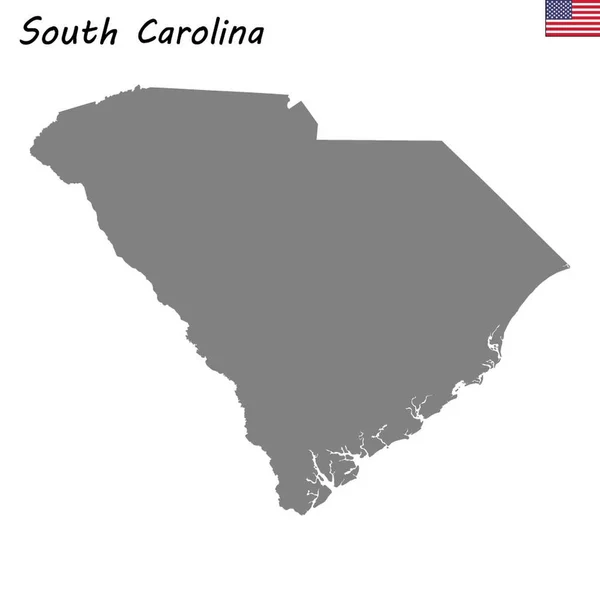 Hög Kvalitet Karta Statligt Förenta Staterna South Carolina — Stock vektor