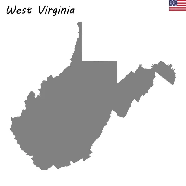 Yüksek Kaliteli Harita Devlet Amerika Birleşik Devletleri Batı Virginia — Stok Vektör