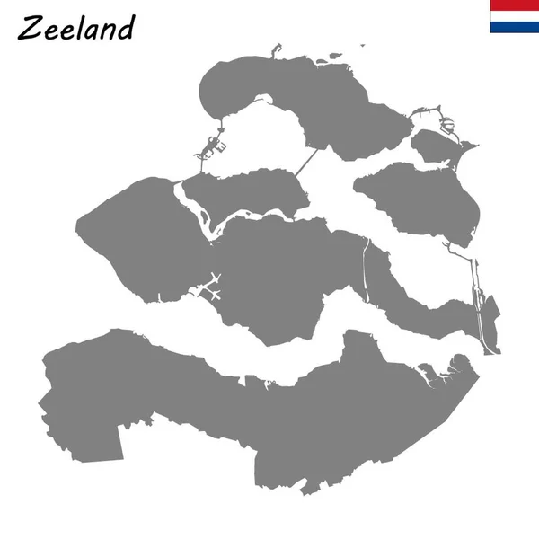 Província Mapa Alta Qualidade Holanda Zelândia — Vetor de Stock