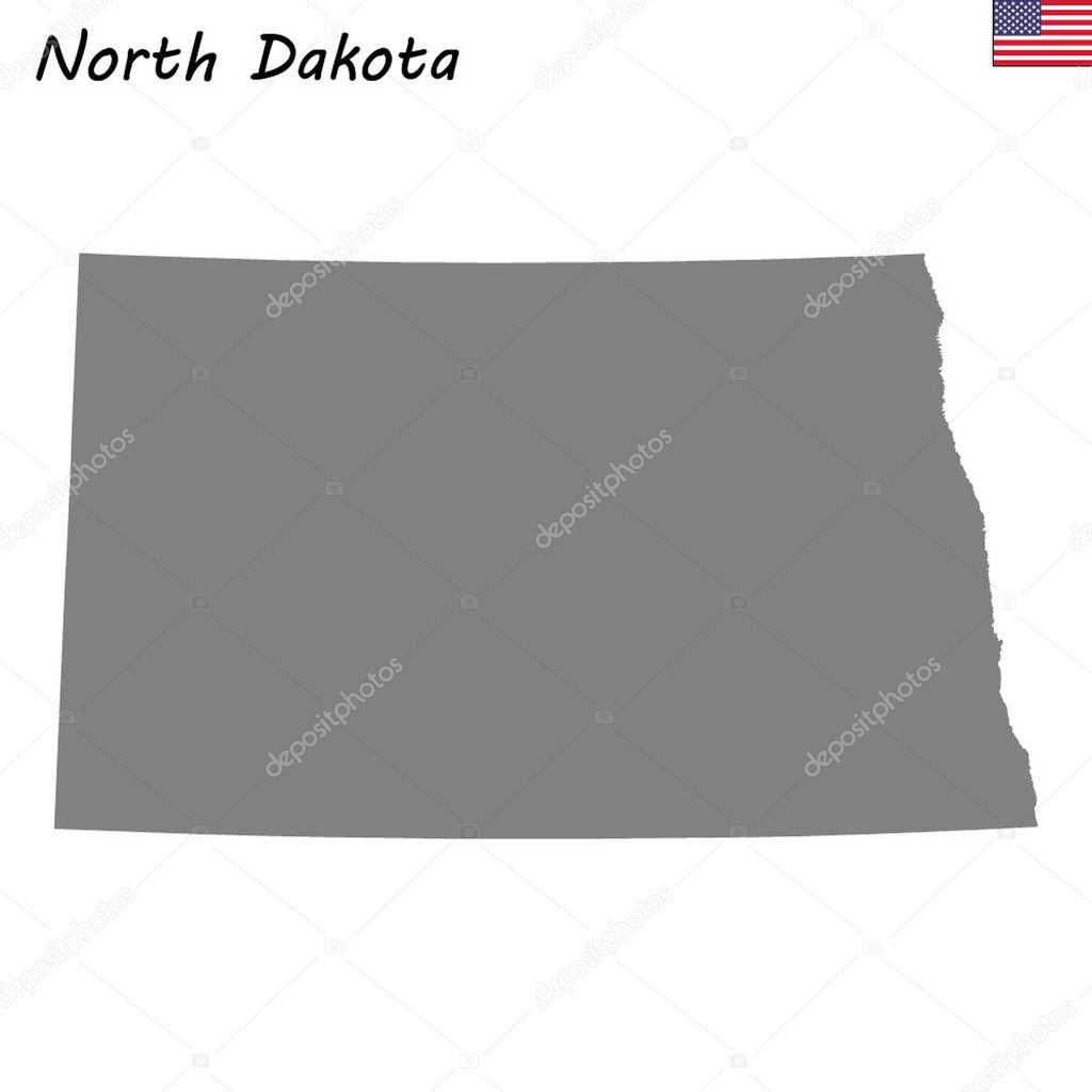 High Quality map state of United States. North Dakota