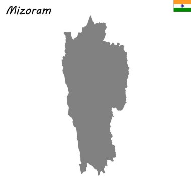 Yüksek kalite Mizoram Hindistan Devlet haritasıdır