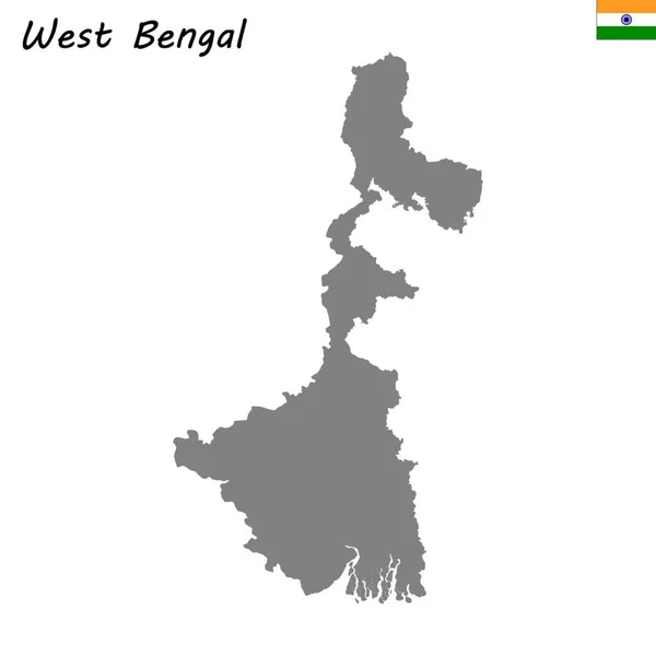 Mappa Alta Qualità Del Bengala Occidentale Uno Stato Dell India — Vettoriale Stock
