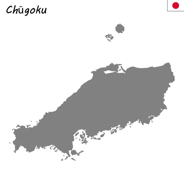 Hochwertige Karte Von Chugoku Ist Eine Region Japans — Stockvektor