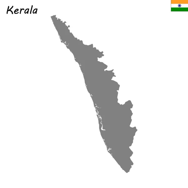 Vysoce Kvalitní Mapa Kerala Státu Indie — Stockový vektor