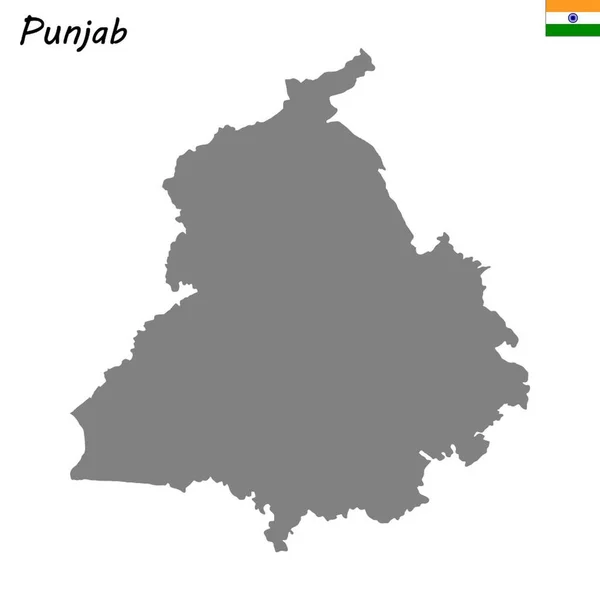 Mapa Alta Qualidade Punjab Estado Índia — Vetor de Stock