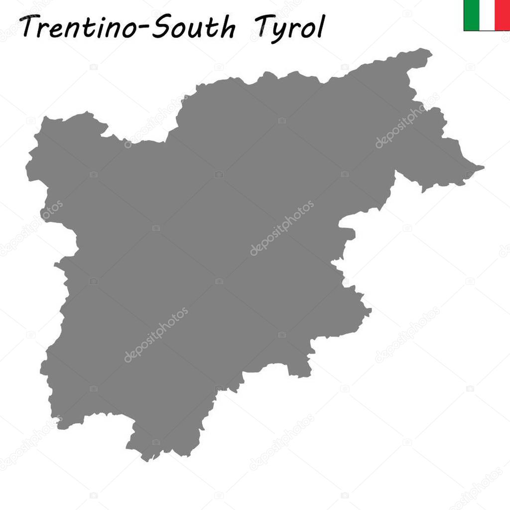 High Quality map of Trentino-South Tyrol is a region of Italy