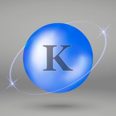 Potasyum simgesi. Mineral açılan hap kapsül. Mineral karmaşık tasarım