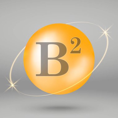 B2 vitamini altın simgesi. damla hap kapsül. Vitamini karmaşık tasarım
