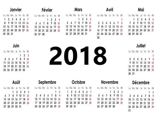 Diseño Calendario Simple Para 2018 Año Vector Ilustración — Vector de stock