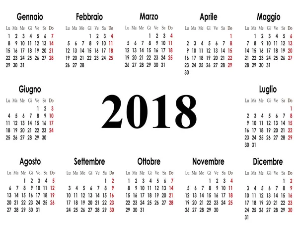 Diseño Calendario Simple Para 2018 Año Vector Ilustración — Archivo Imágenes Vectoriales