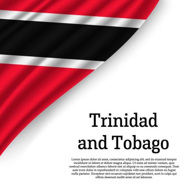 Beyaz arka plan üzerinde Trinidad ve Tobago Cumhuriyeti bayrağı sallayarak. Bağımsızlık günü için şablon. vektör çizim