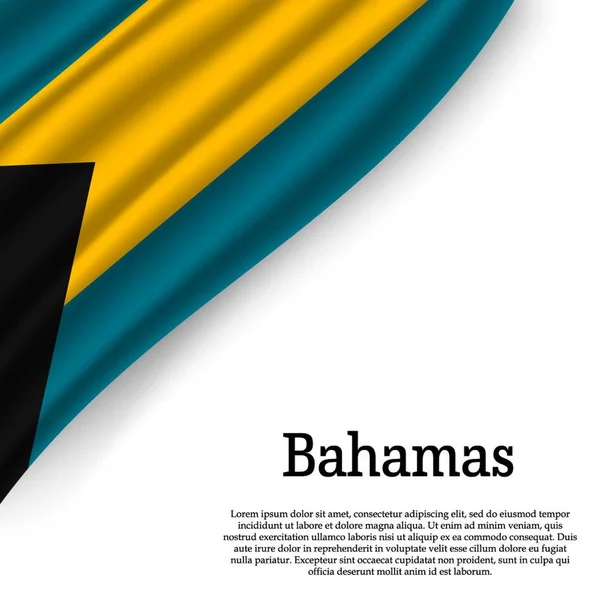 Sventolando Bandiera Delle Bahamas Sfondo Bianco Modello Giorno Dell Indipendenza — Vettoriale Stock